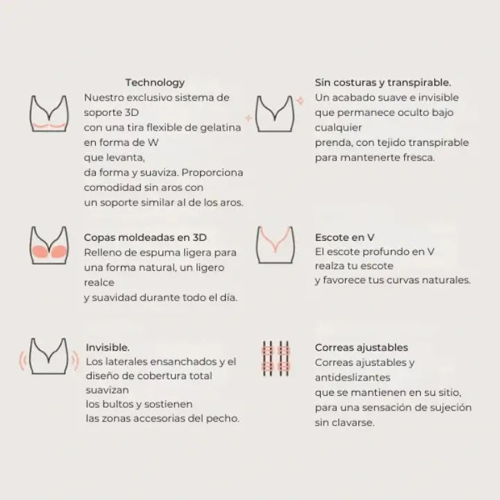 LiftForm - El sostén que levanta sin que nadie lo note - Pack 3 Unidades