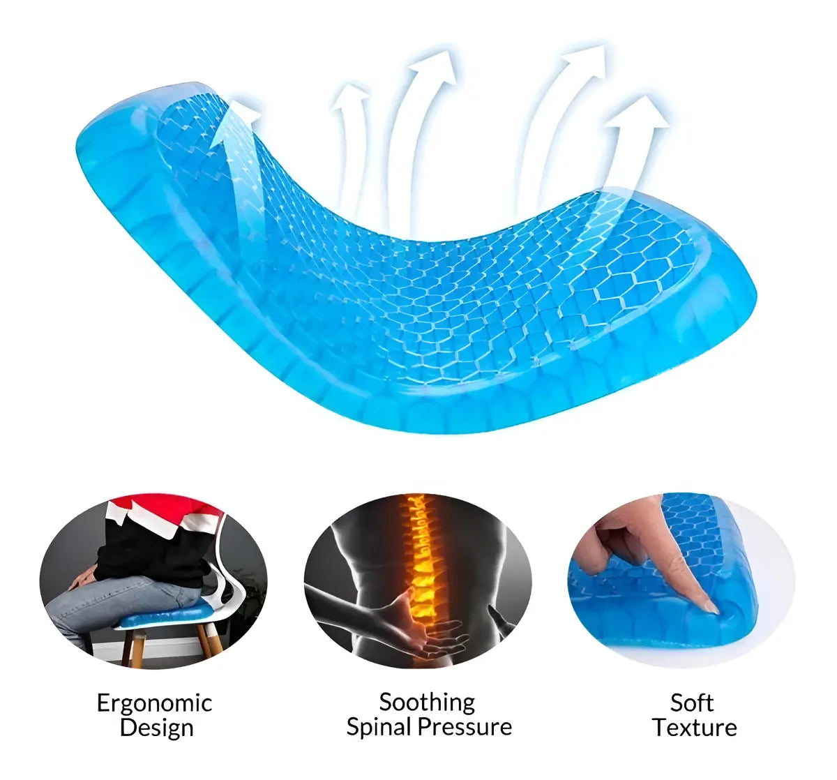 Cojín De Gel Flexible ✅ Soporte real para largas jornadas