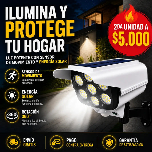 LumiGuard - Iluminación exterior que se carga sola y protege toda la noche