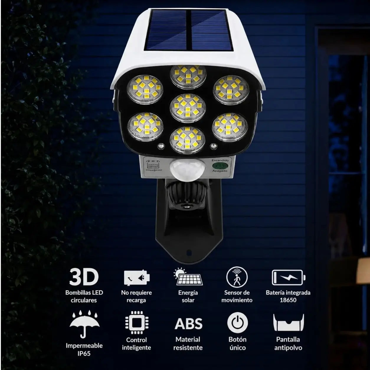 LumiGuard - Iluminación exterior que se carga sola y protege toda la noche