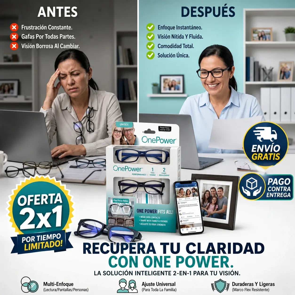 One Power - Lentes que se gradúan solos según lo que lees