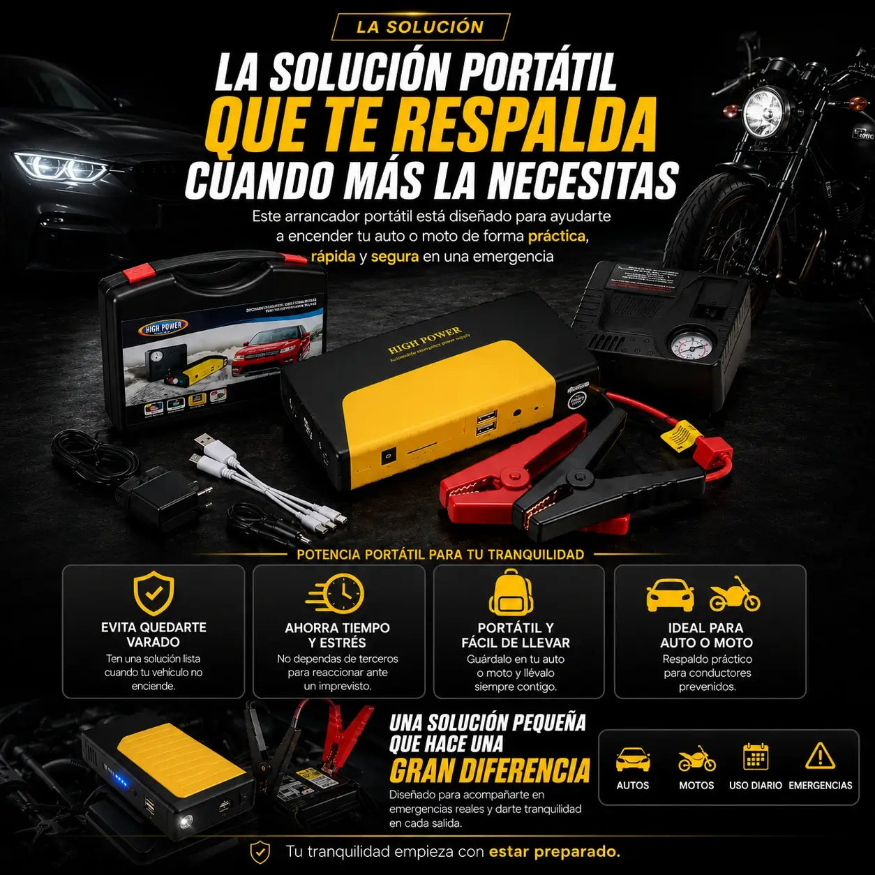 PowerRescue Pro - Tu auto arranca en segundos, sin ayuda