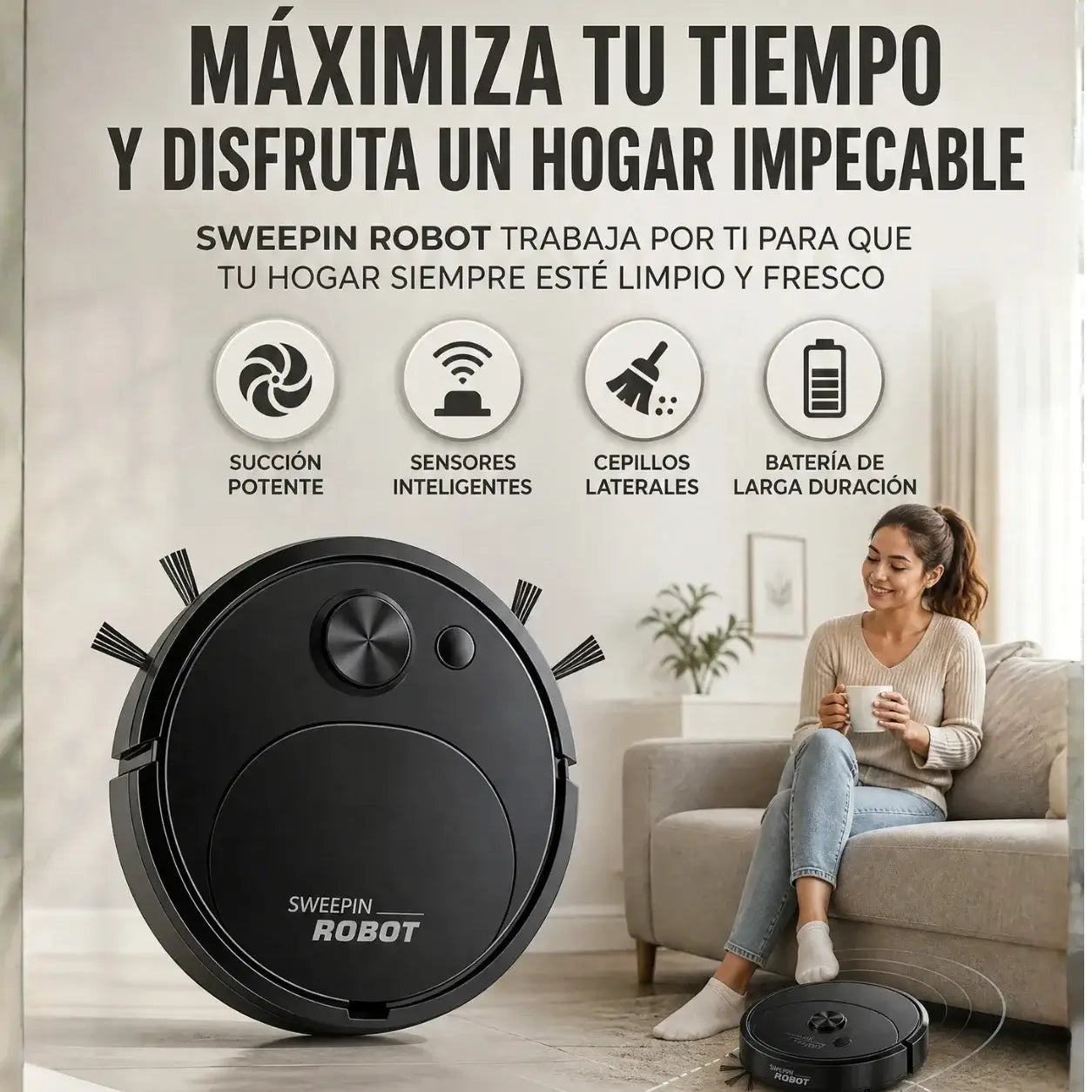 CleanBot Pro - Silenciosa, delgada y siempre lista para limpiar