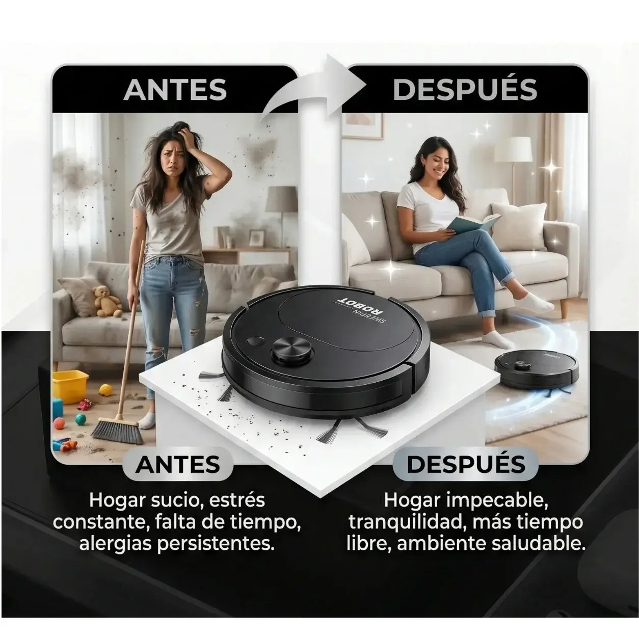 CleanBot Pro - Silenciosa, delgada y siempre lista para limpiar