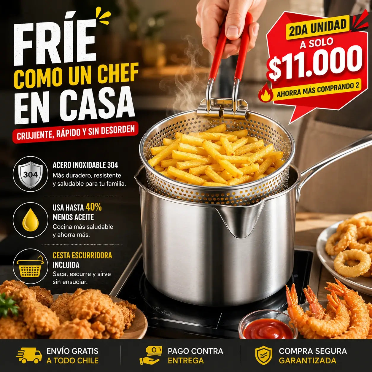 FryMaster Pro - Fríe sin salpicaduras y sin desperdiciar aceite