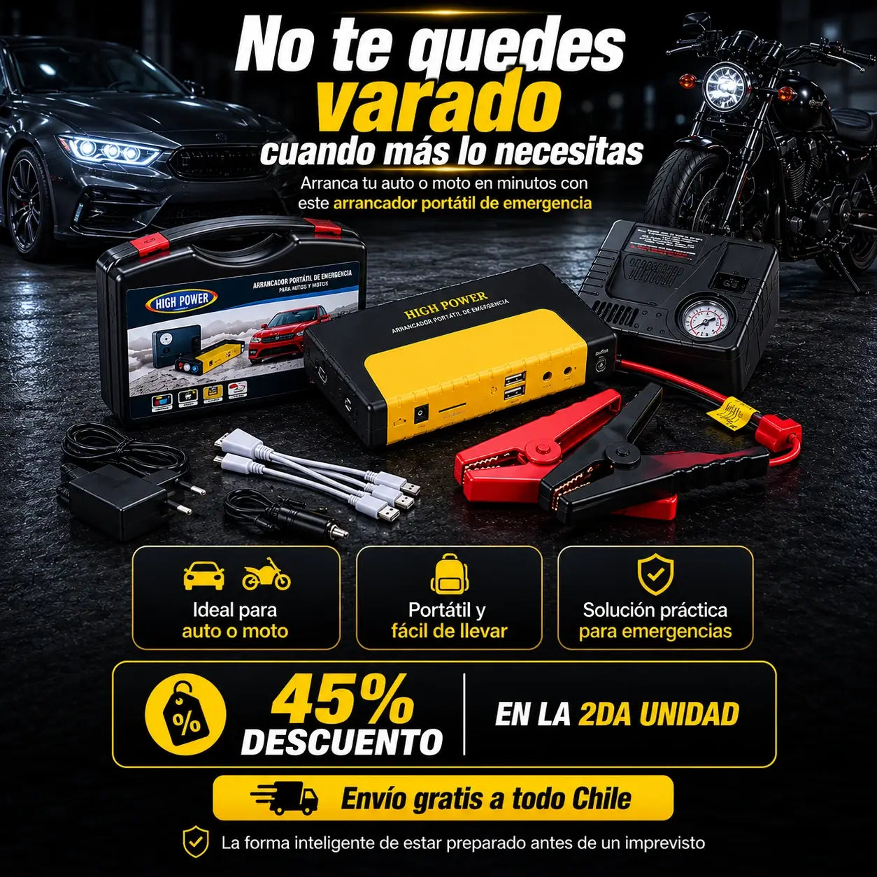 PowerRescue Pro - Tu auto arranca en segundos, sin ayuda