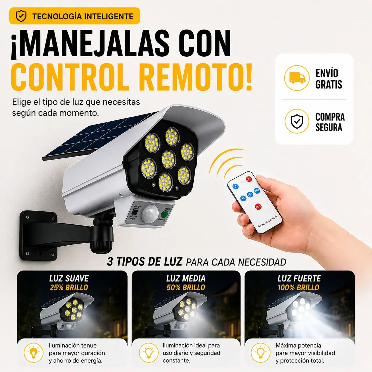 LumiGuard - Iluminación exterior que se carga sola y protege toda la noche