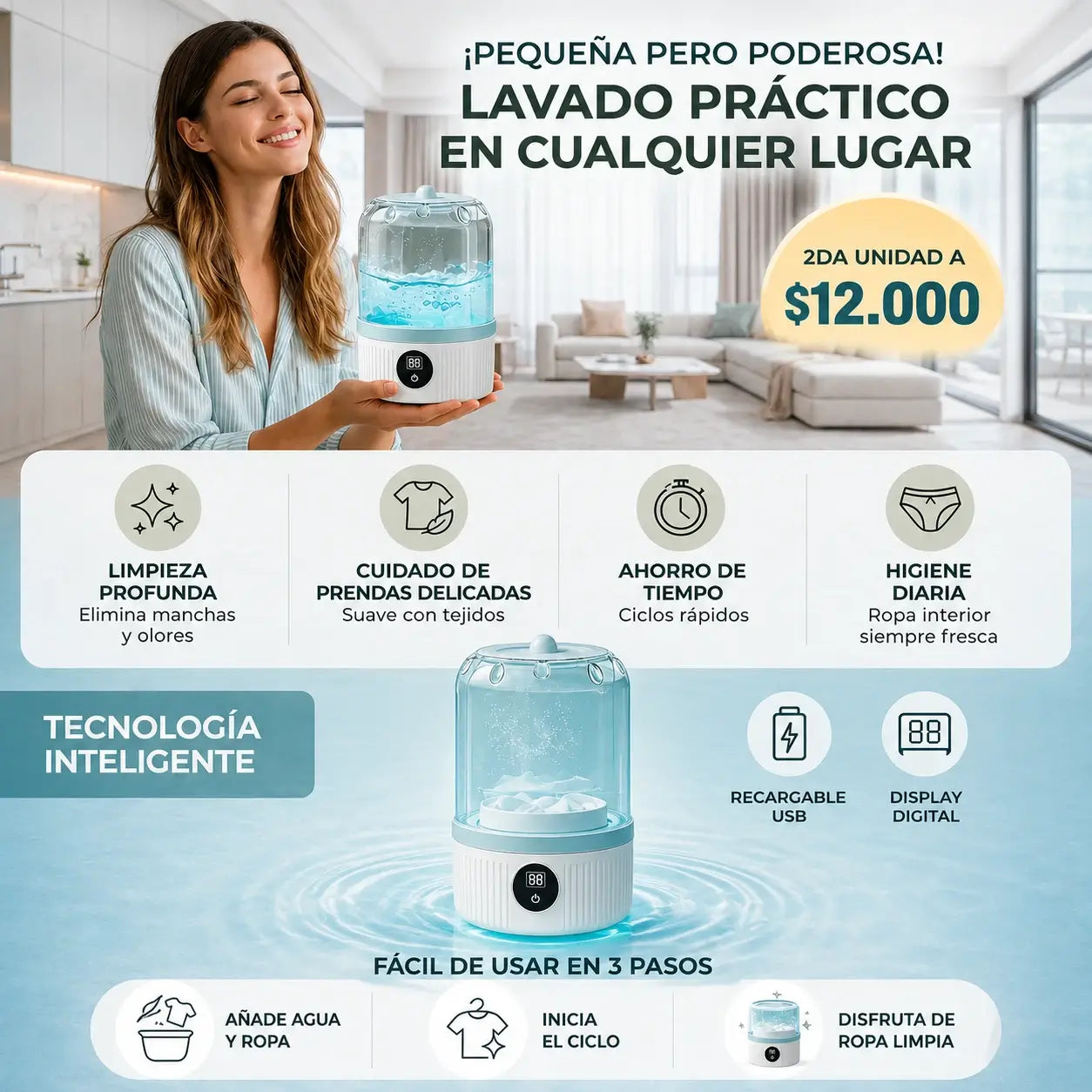 MiniClean – La lavadora compacta que cabe en tu maleta