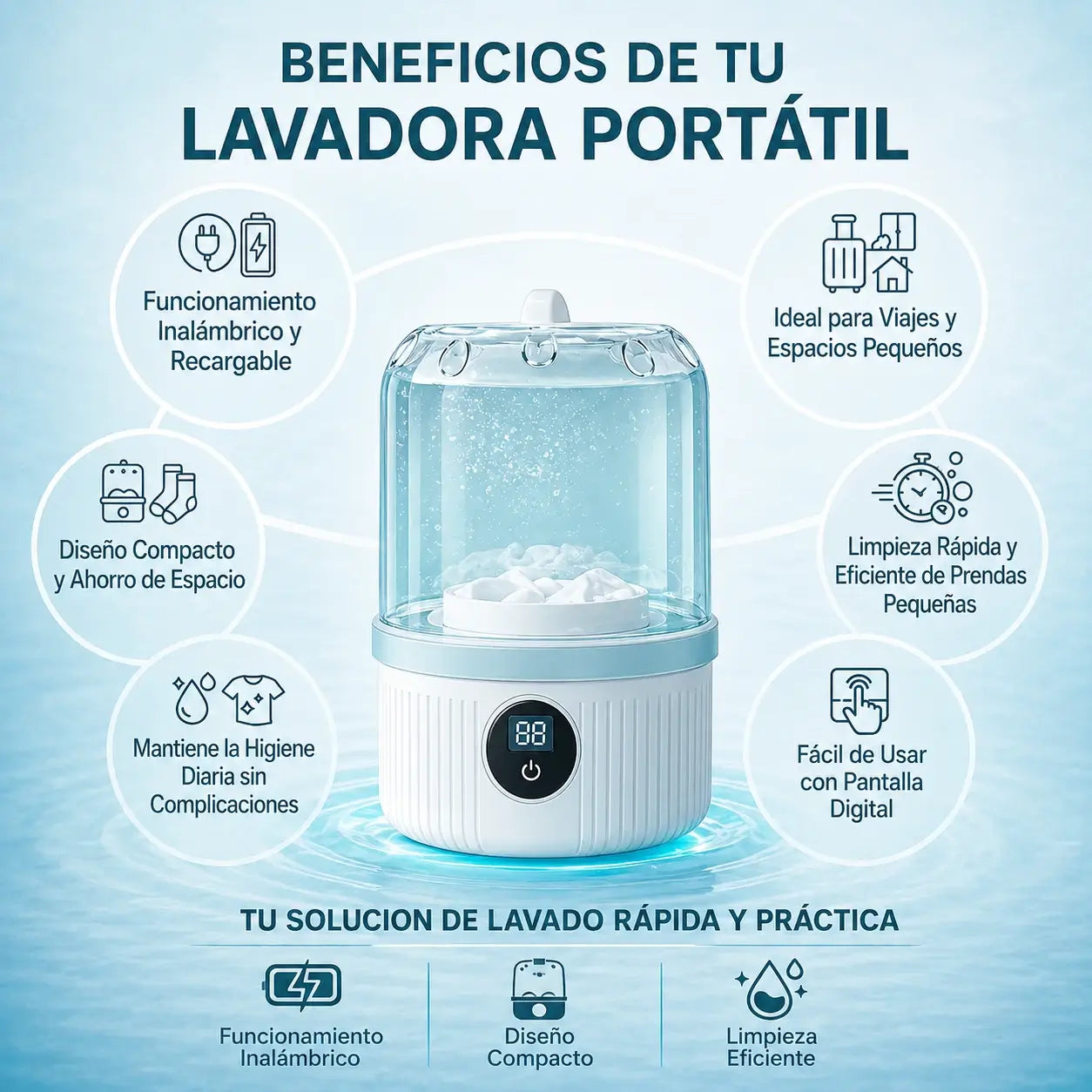 MiniClean – La lavadora compacta que cabe en tu maleta