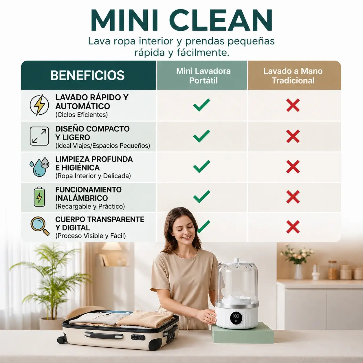 MiniClean – La lavadora compacta que cabe en tu maleta