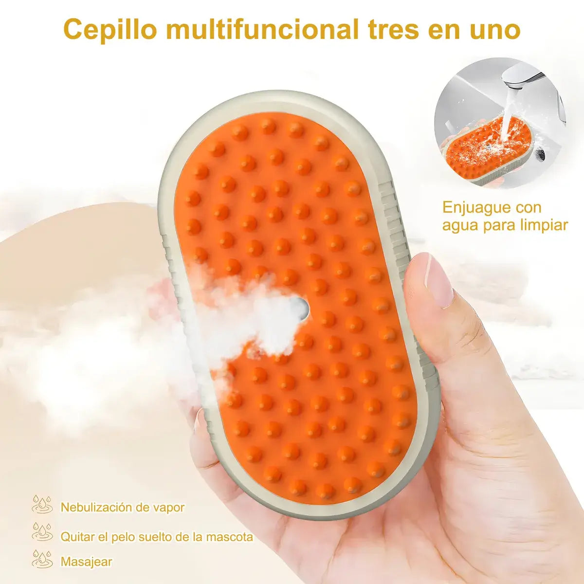 Cepillo de Vapor 3 en 1 Para Mascotas 🔥El favorito de tus peludos