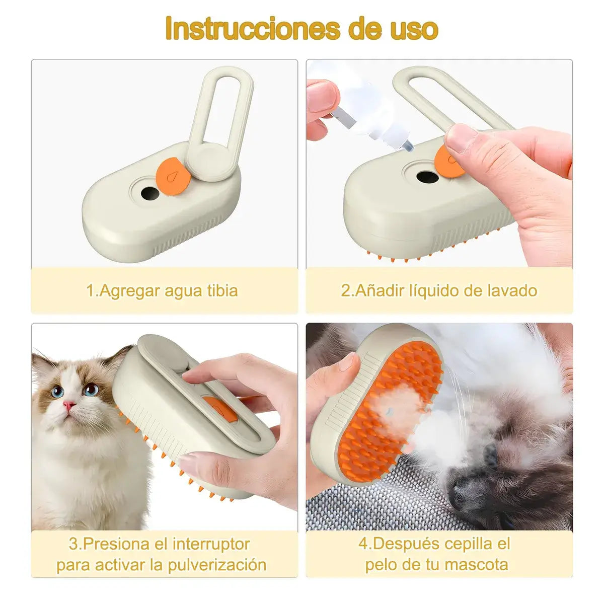 Cepillo de Vapor 3 en 1 Para Mascotas 🔥El favorito de tus peludos