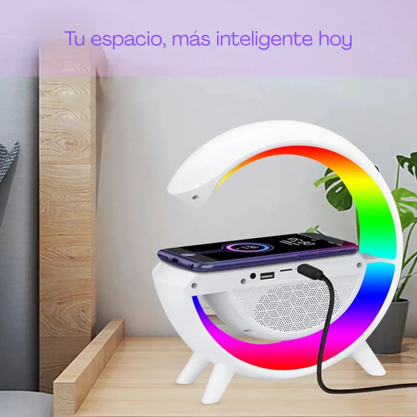 Parlante Cargador Inalámbrico Lampara ✨ Tu escritorio, más inteligente hoy