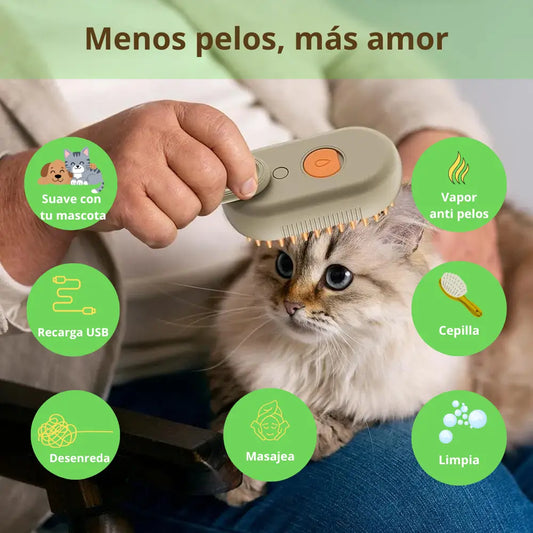 Cepillo de Vapor 3 en 1 Para Mascotas 🔥El favorito de tus peludos
